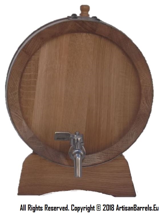 small wooden cask with metal tap