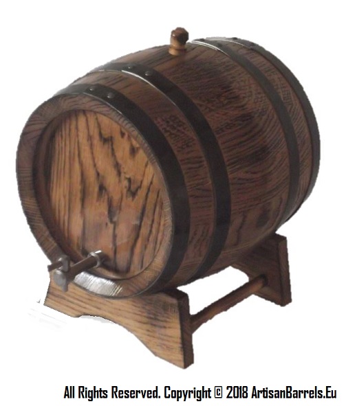 small oak barrel with metal tap