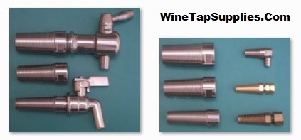 Stainless steel spigot taps for oak wine barrels, kegs and casks